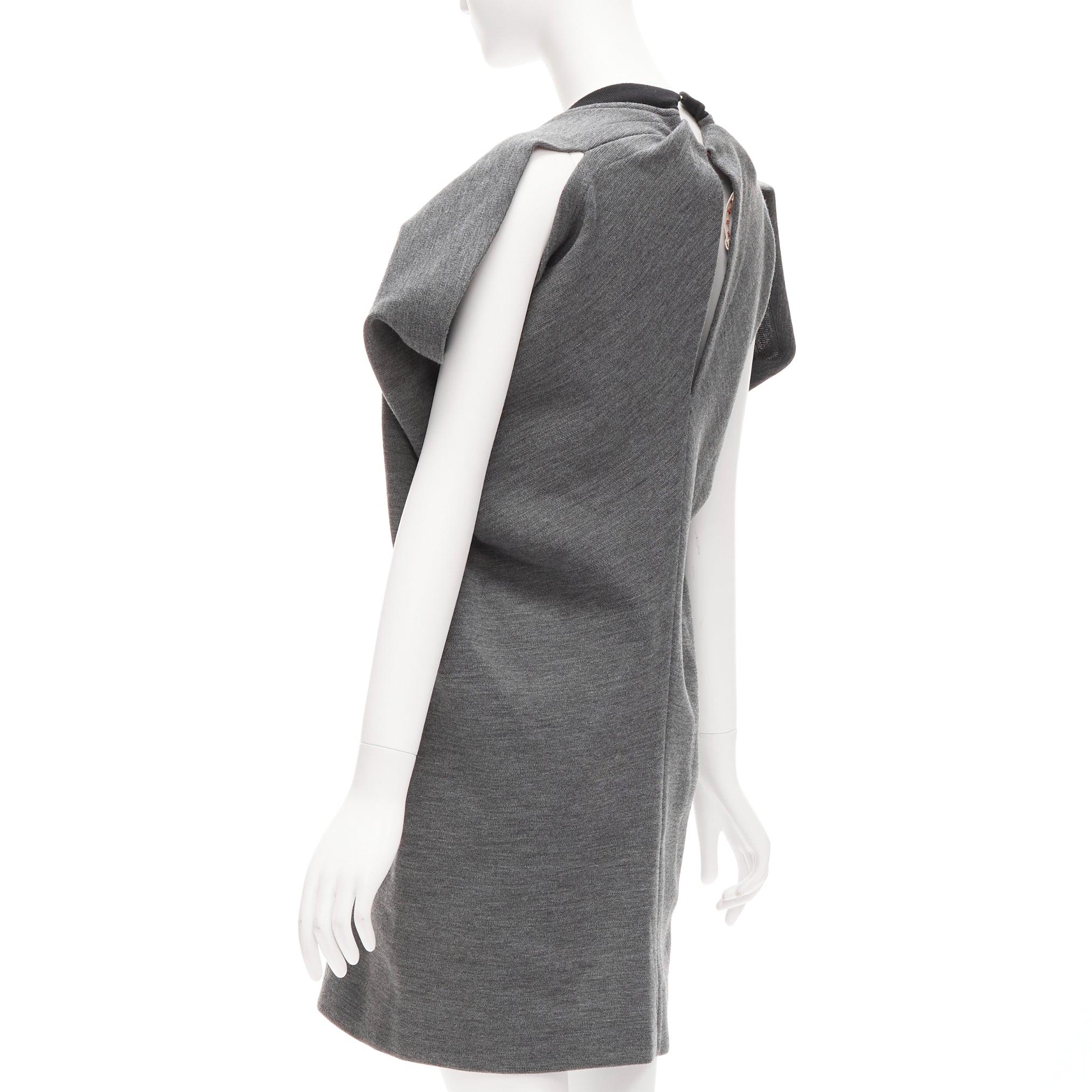 Women's MARNI grey virgin wool blend 3D cut structured boxy casual dress IT40 S For Sale