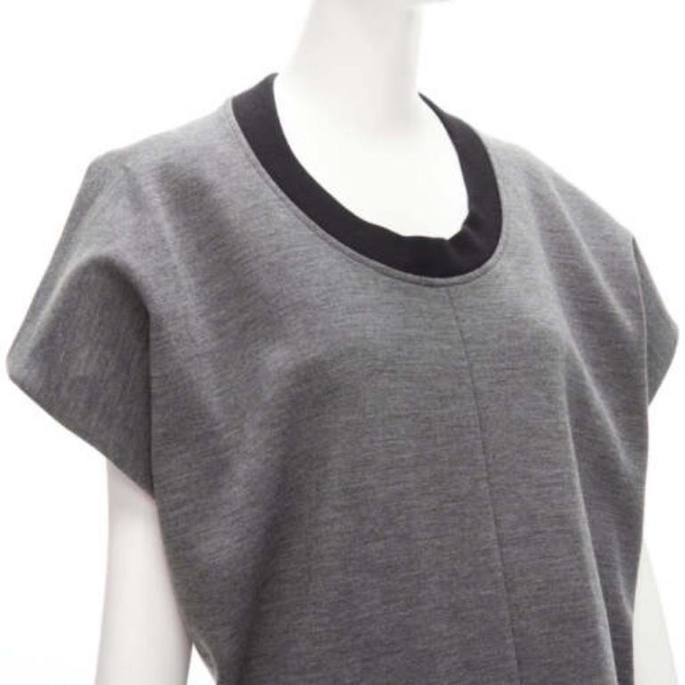 MARNI Grau Schurwollmischung 3D-Schnitt strukturiertes kastenförmiges Freizeitkleid IT40 S im Angebot 3