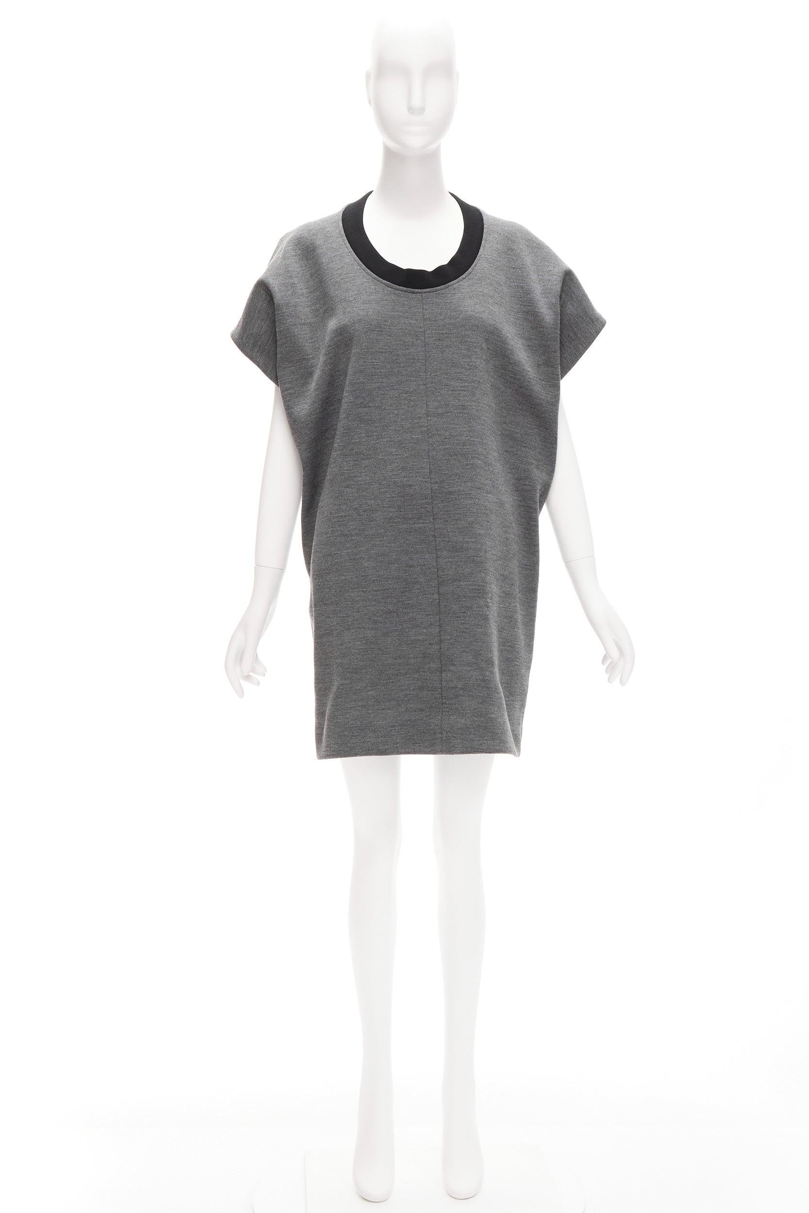 MARNI grey virgin wool blend 3D cut structured boxy casual dress IT40 S For Sale 3
