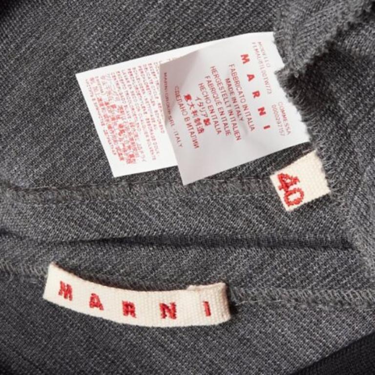 MARNI Grau Schurwollmischung 3D-Schnitt strukturiertes kastenförmiges Freizeitkleid IT40 S im Angebot 4