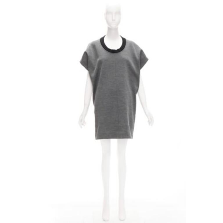 MARNI Grau Schurwollmischung 3D-Schnitt strukturiertes kastenförmiges Freizeitkleid IT40 S im Angebot 5