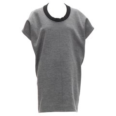 MARNI grey virgin wool blend 3D cut structured boxy casual dress IT40 S
