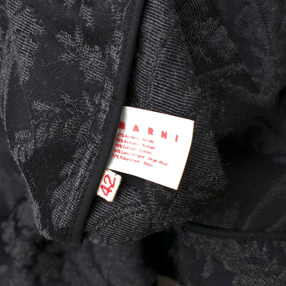 Marni Grey Virgin Wool Blend Floral Wrap Coat Size US 4 For Sale 5