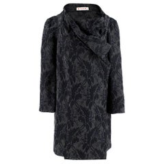 Marni Grey Virgin Wool Blend Floral Wrap Coat Size US 4