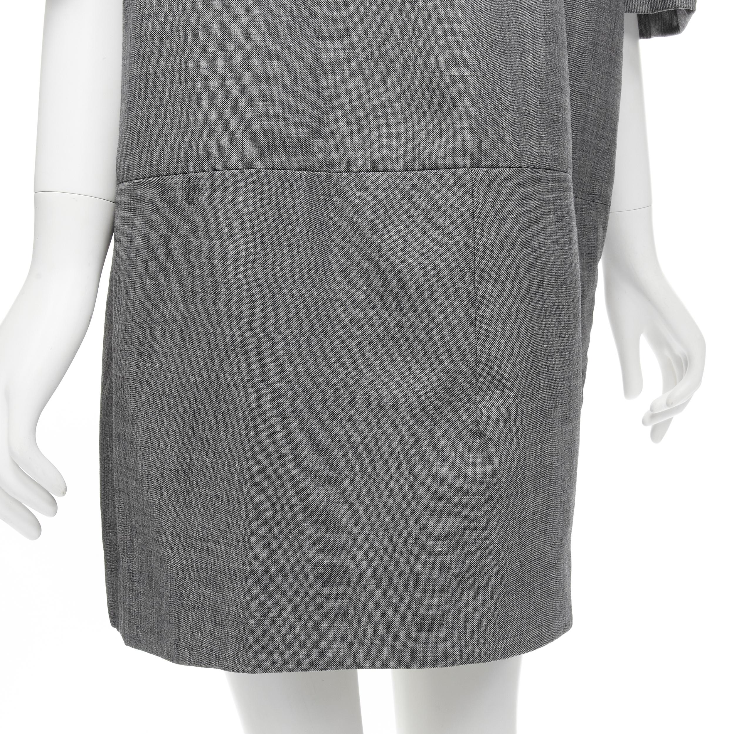 MARNI grey virgin wool curved rounded short sleeve cocoon coat IT38 XS For Sale 4