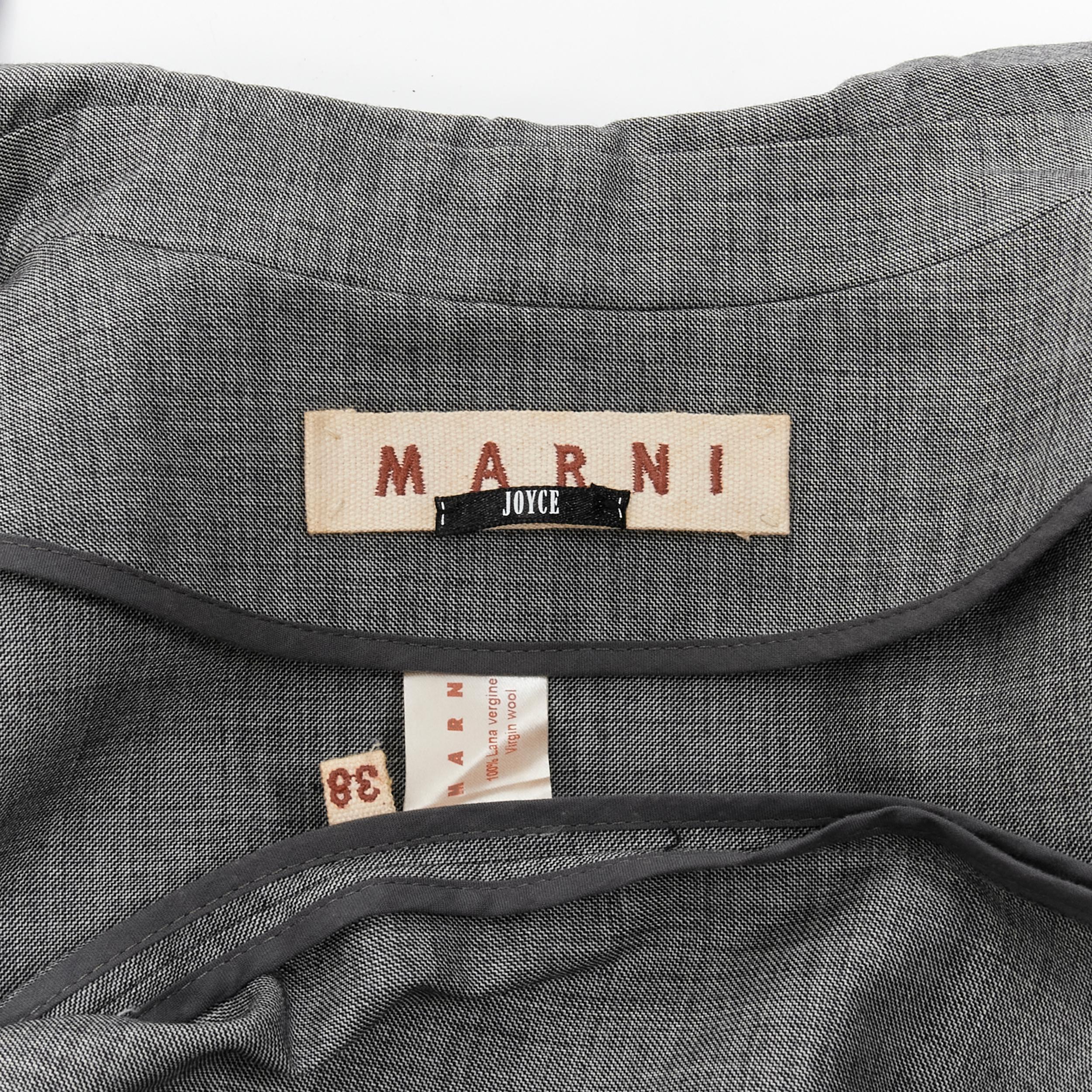 MARNI grey virgin wool curved rounded short sleeve cocoon coat IT38 XS For Sale 5