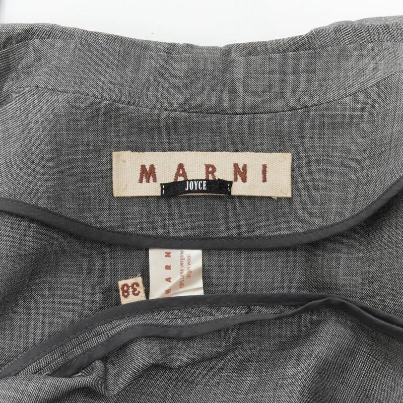 MARNI cappotto in lana vergine grigio con maniche corte arrotondate IT38 XS in vendita 7