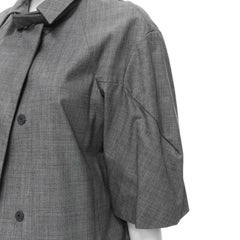 MARNI grey virgin wool curved rounded short sleeve cocoon coat IT38 XS