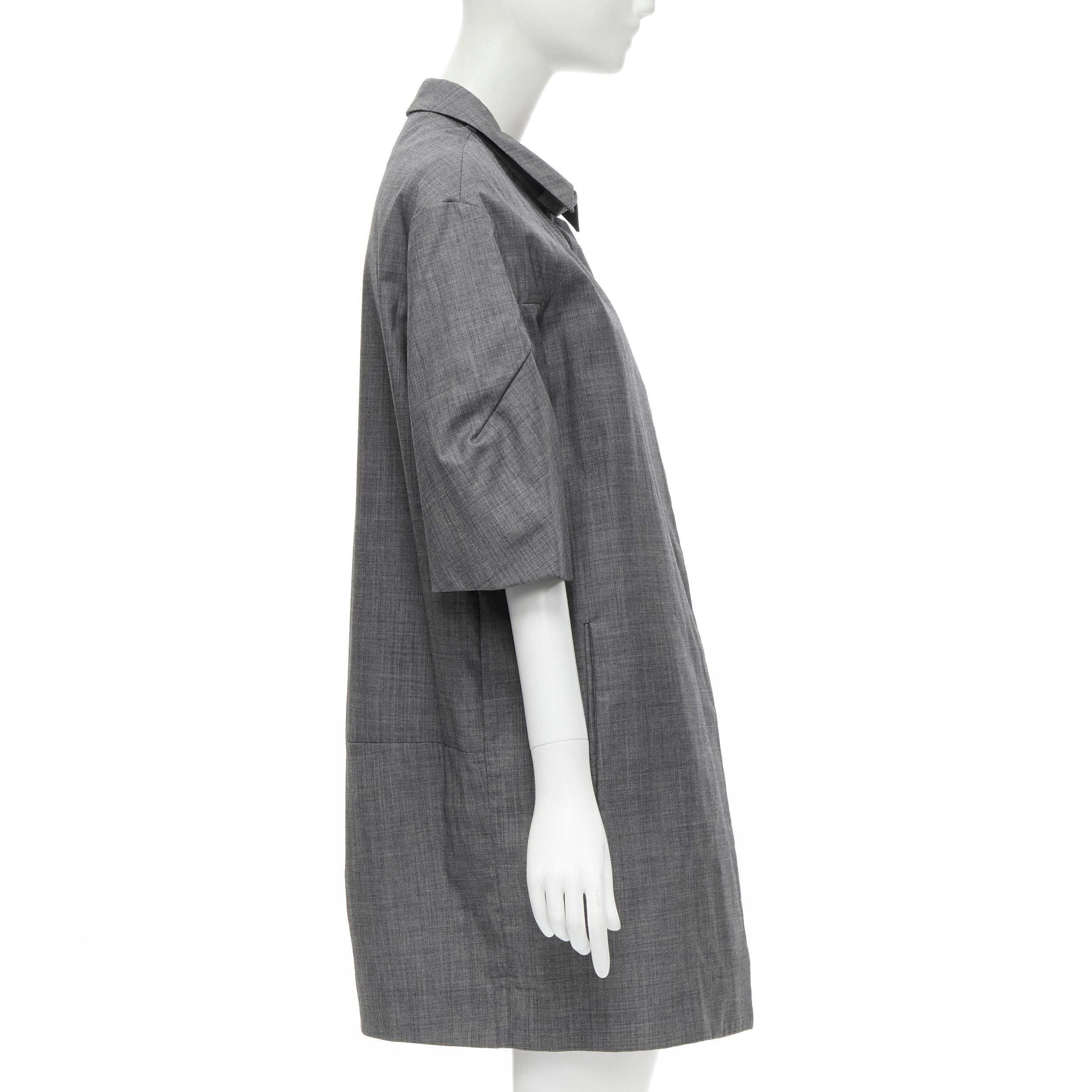 Gray MARNI grey virgin wool curved rounded short sleeve cocoon coat IT38 XS For Sale