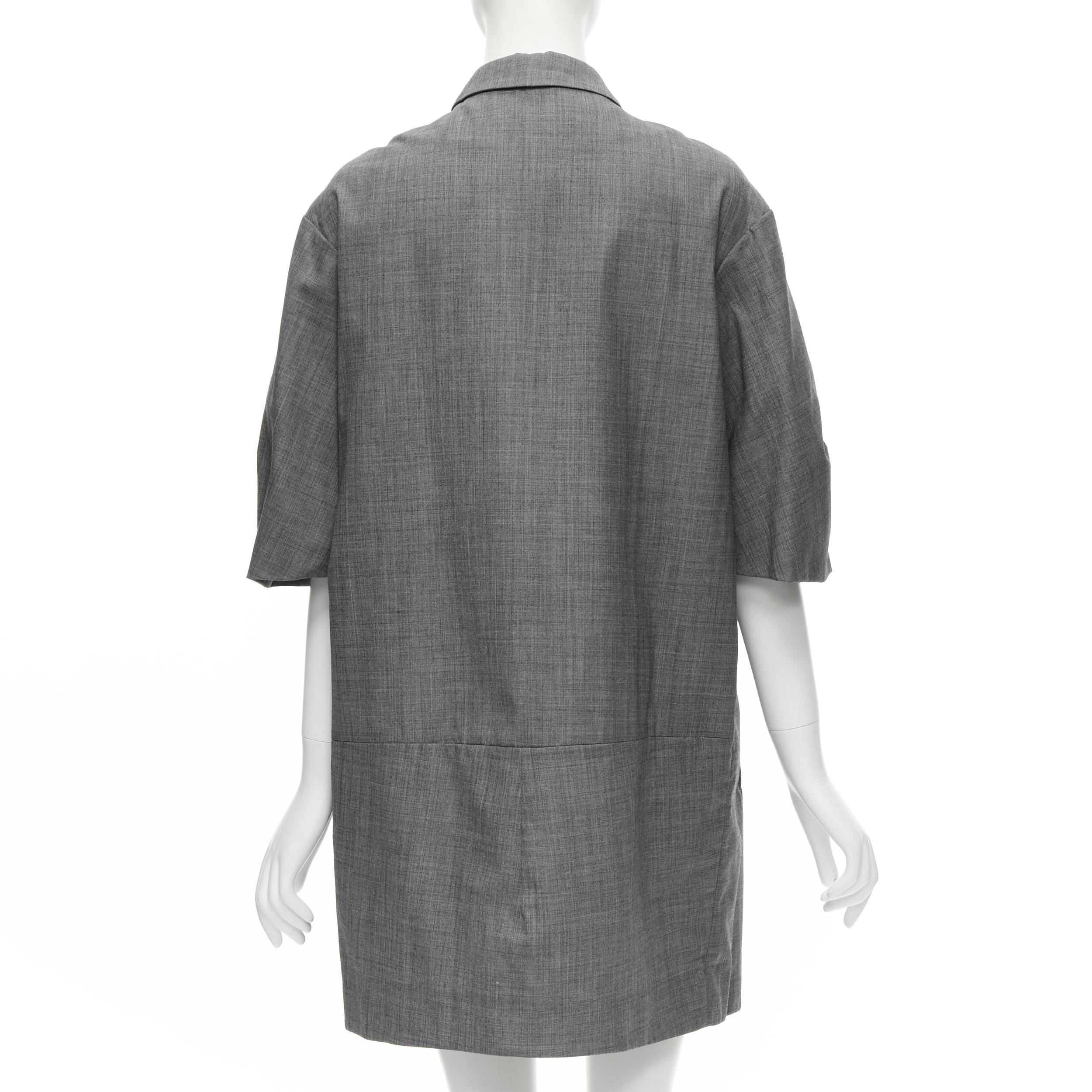 MARNI grey virgin wool curved rounded short sleeve cocoon coat IT38 XS In Excellent Condition For Sale In Hong Kong, NT