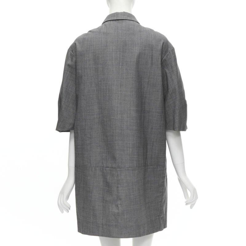 MARNI cappotto in lana vergine grigio con maniche corte arrotondate IT38 XS in vendita 1