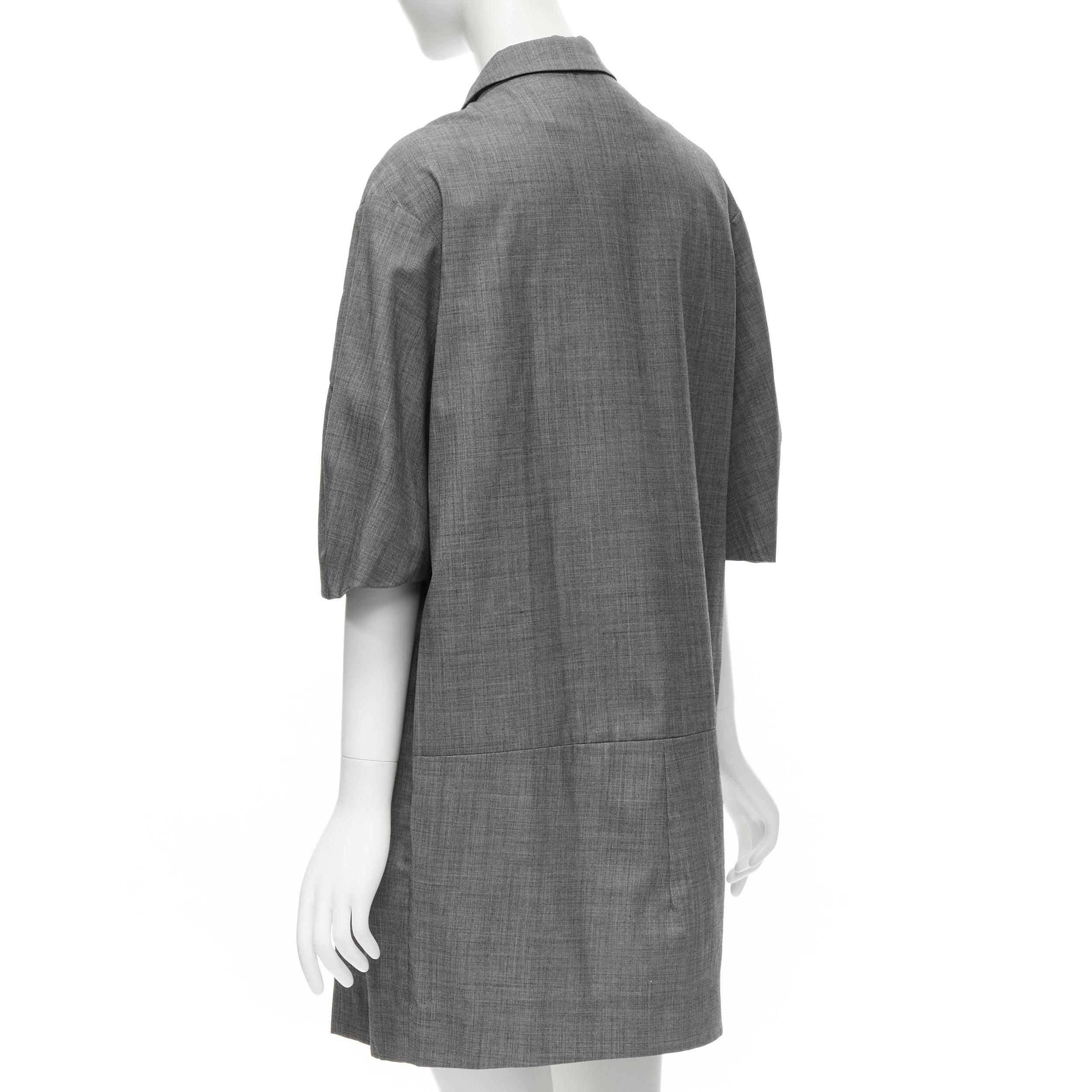 Women's MARNI grey virgin wool curved rounded short sleeve cocoon coat IT38 XS For Sale
