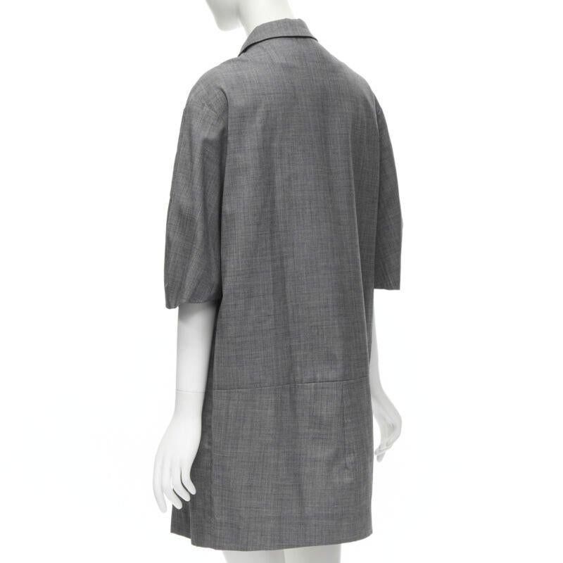 MARNI cappotto in lana vergine grigio con maniche corte arrotondate IT38 XS in vendita 2