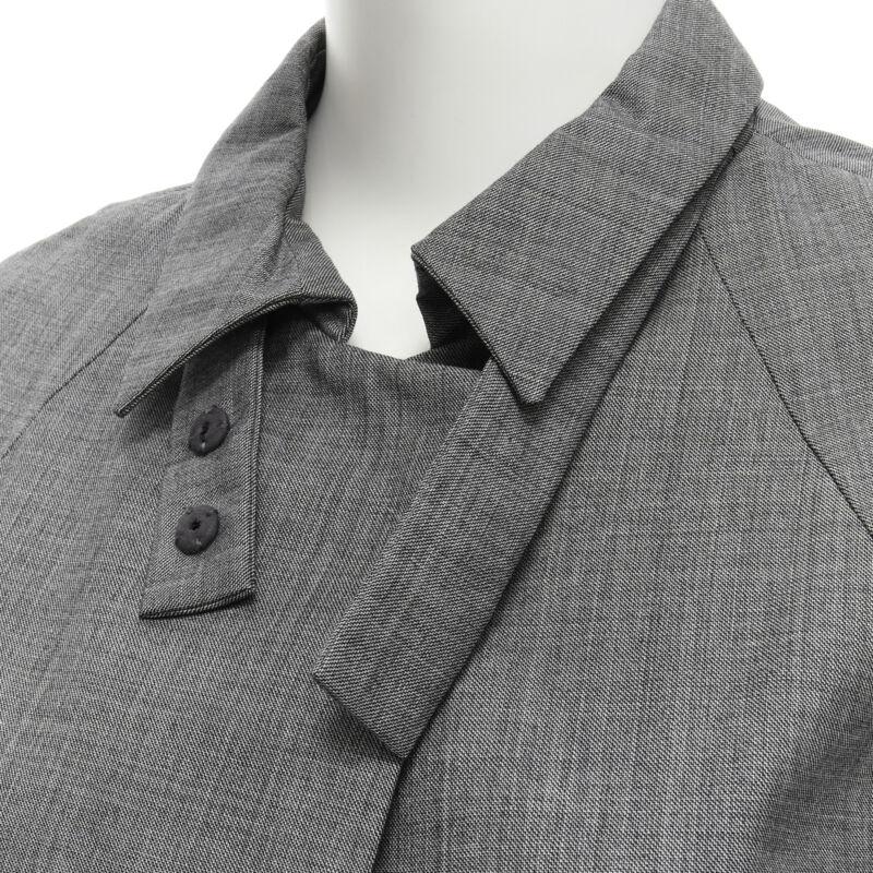 MARNI cappotto in lana vergine grigio con maniche corte arrotondate IT38 XS in vendita 3