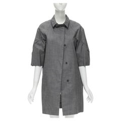 MARNI grey virgin wool curved rounded short sleeve cocoon coat IT38 XS