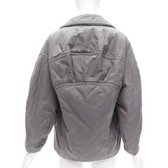 MARNI grey washed cotton brown lined padded cocoon MA1 jacket IT36 XS
