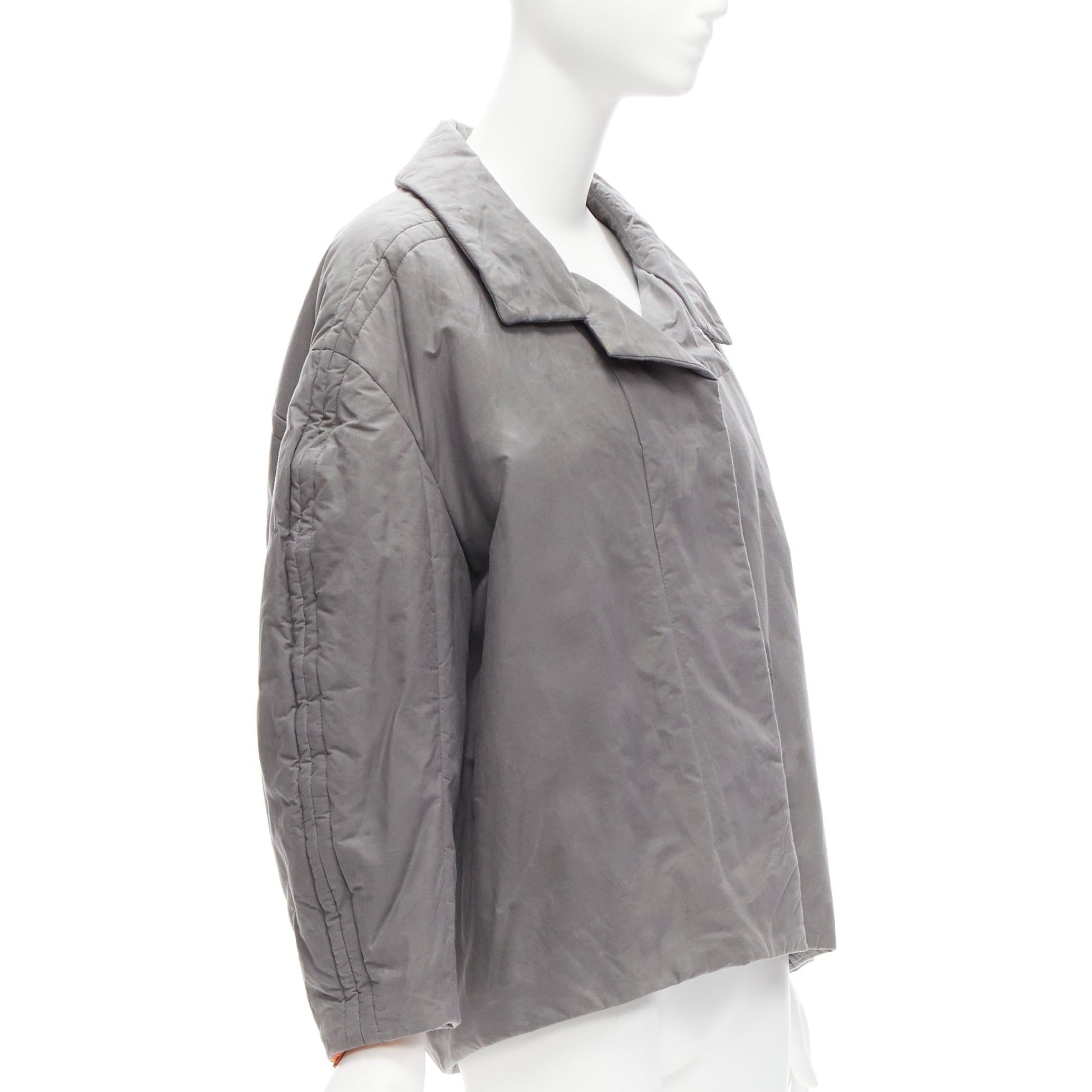 MARNI grey washed cotton brown lined padded cocoon MA1 jacket IT36 XS In Good Condition For Sale In Hong Kong, NT