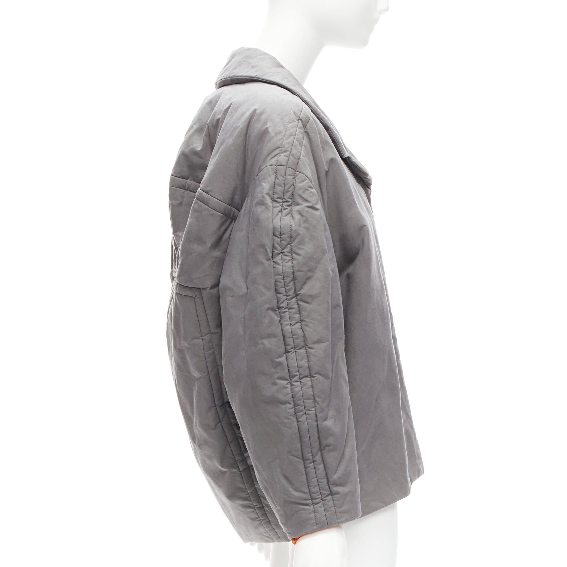 Women's MARNI grey washed cotton brown lined padded cocoon MA1 jacket IT36 XS For Sale