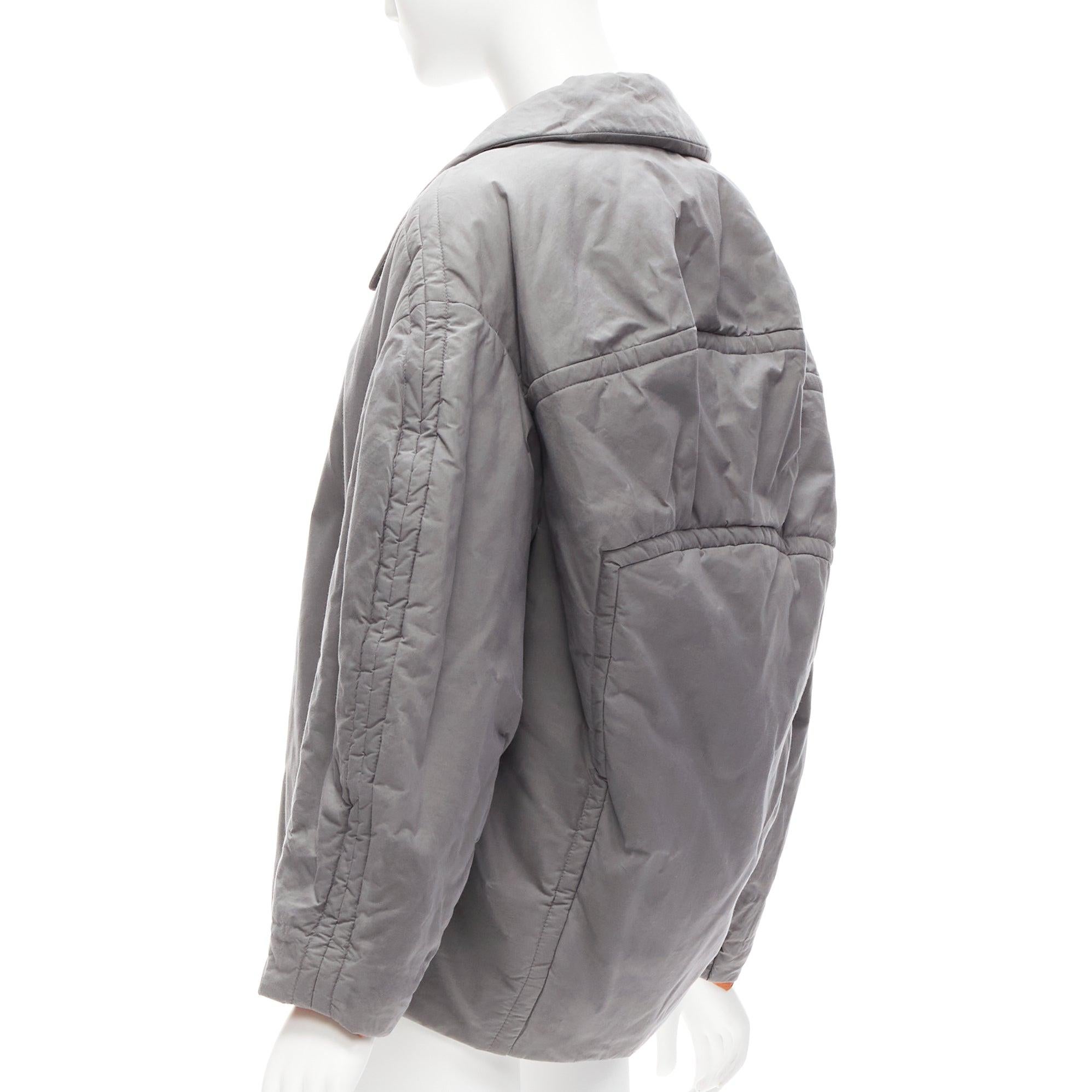 MARNI grey washed cotton brown lined padded cocoon MA1 jacket IT36 XS For Sale 1