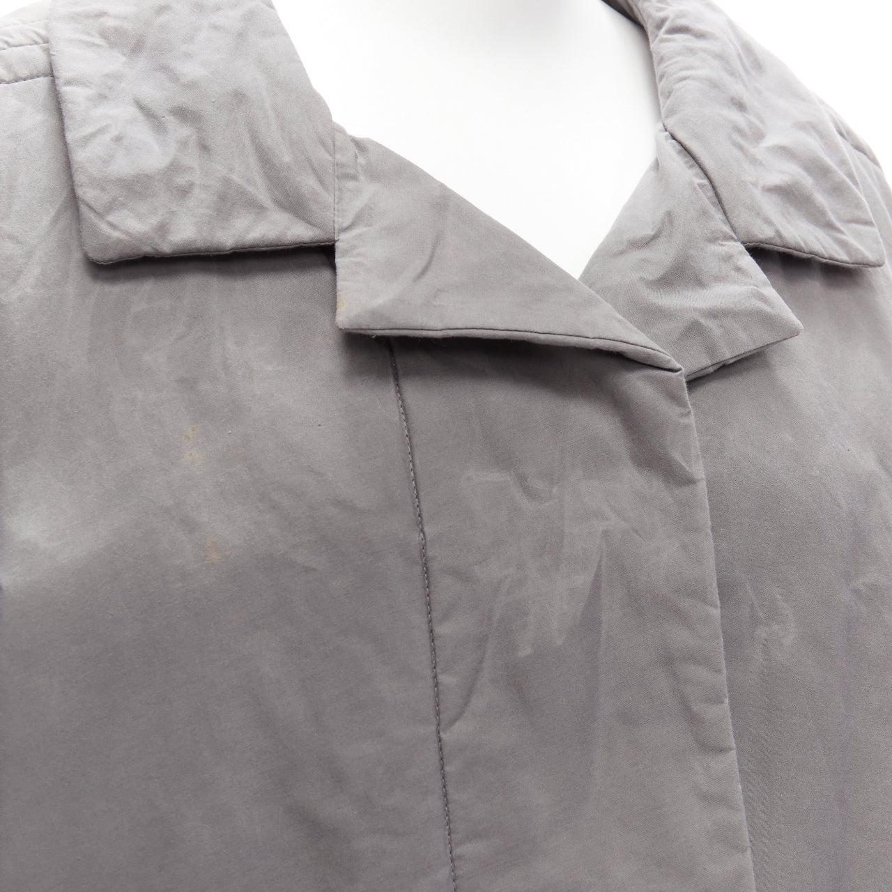 MARNI grey washed cotton brown lined padded cocoon MA1 jacket IT36 XS For Sale 2