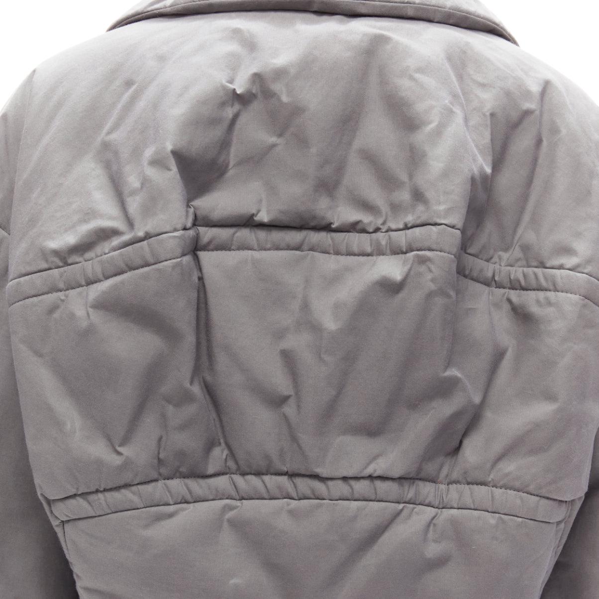 MARNI grey washed cotton brown lined padded cocoon MA1 jacket IT36 XS For Sale 3