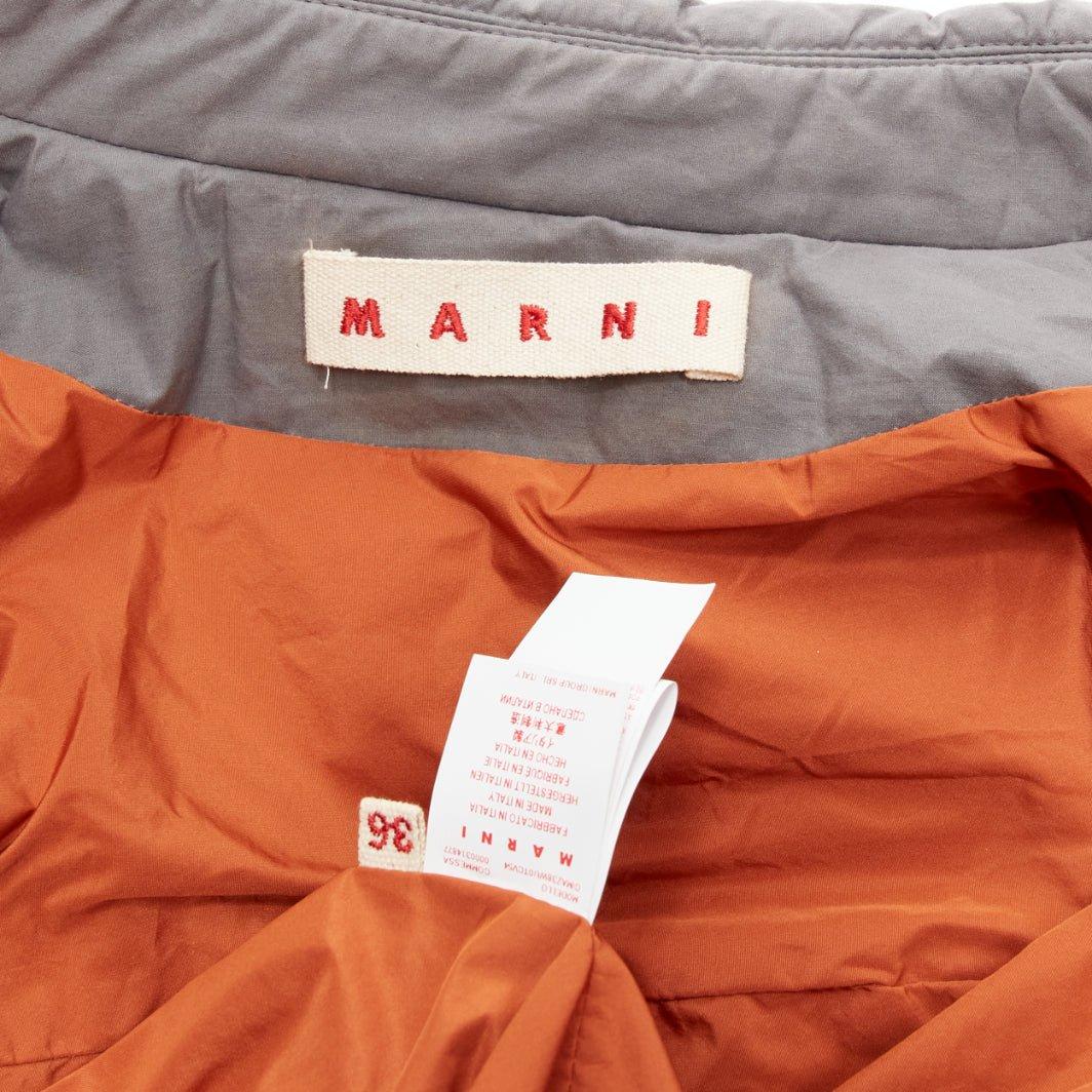 MARNI grey washed cotton brown lined padded cocoon MA1 jacket IT36 XS For Sale 4