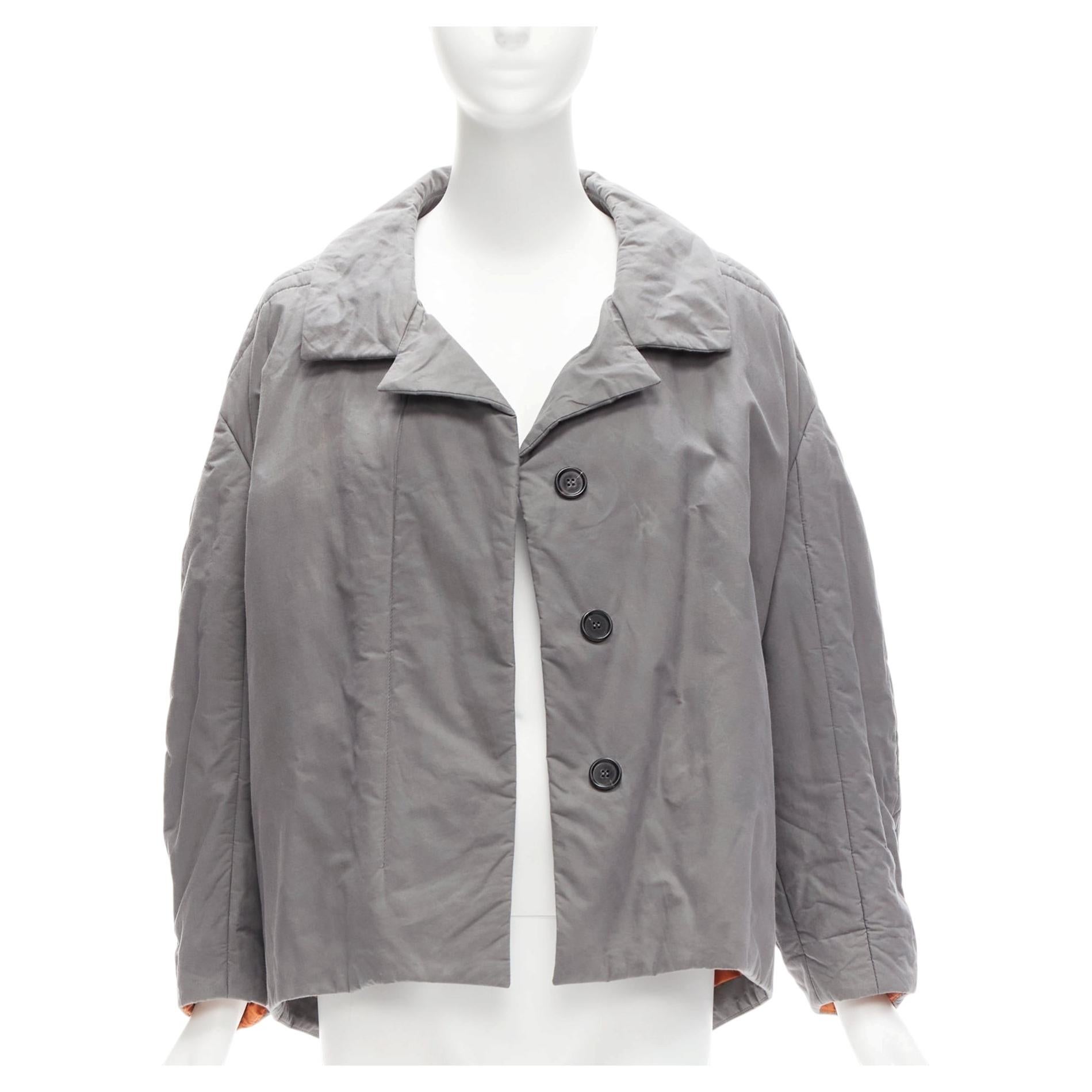 MARNI grey washed cotton brown lined padded cocoon MA1 jacket IT36 XS For Sale