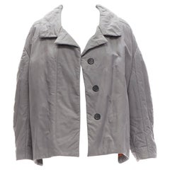 MARNI grey washed cotton brown lined padded cocoon MA1 jacket IT36 XS