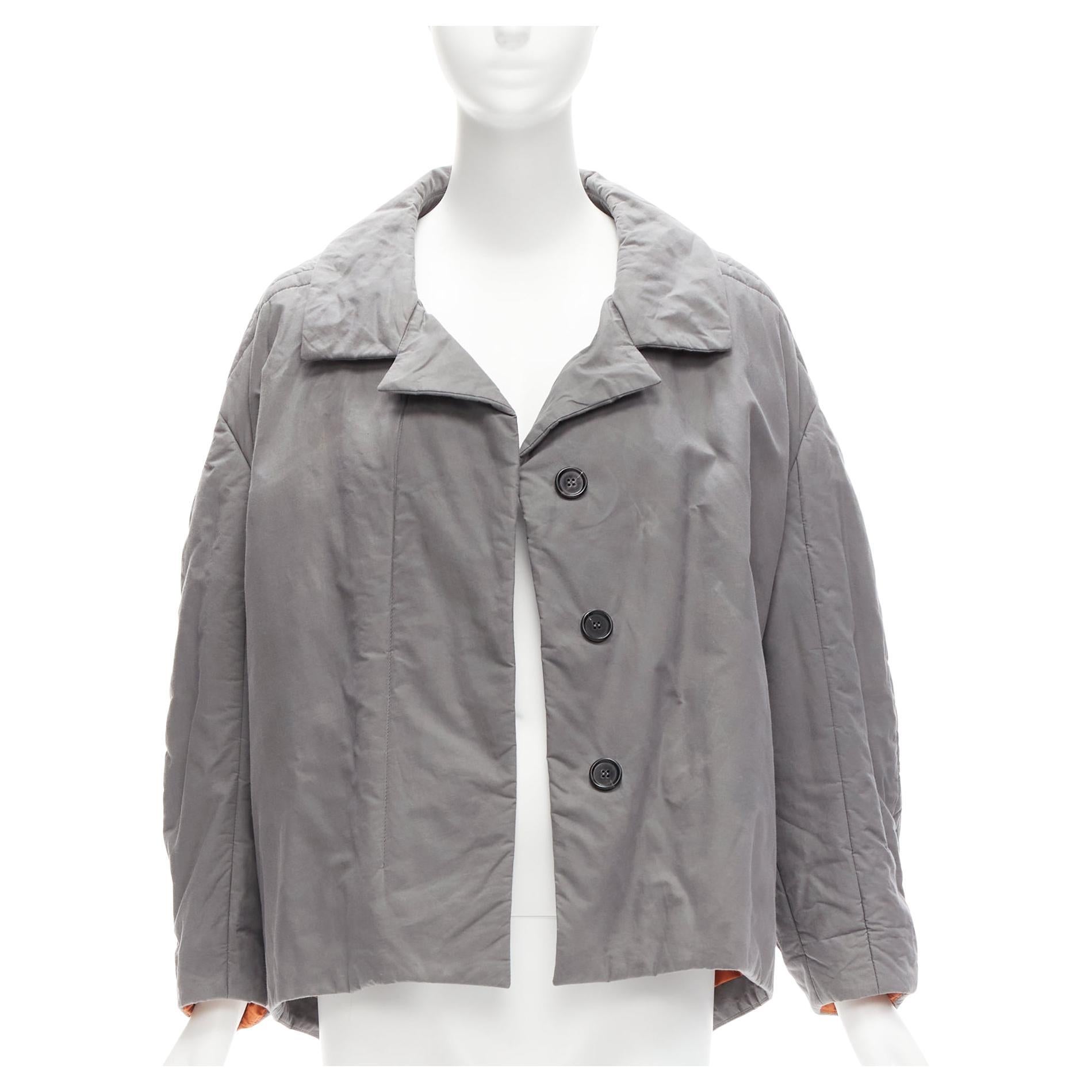 MARNI grey washed cotton brown lined padded cocoon MA1 jacket IT36 XS For Sale