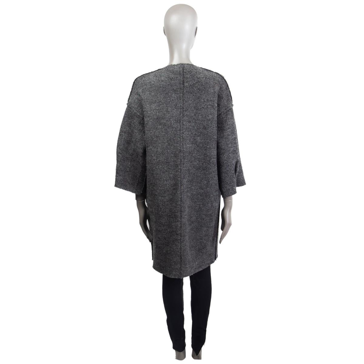 MARNI Manteau en laine grise à manches 3/4 en maille COLLARLESS 40 S Excellent état - En vente à Zürich, CH