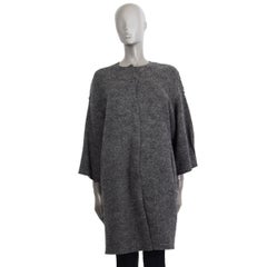 MARNI grey wool 3/4 SLEEVE COLLARLESS KNIT Coat Jacket 40 S