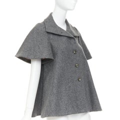 MARNI grey wool blend flannel flutter short swing jacket IT38 XS