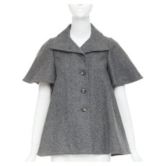 MARNI grey wool blend flannel flutter short swing jacket IT38 XS