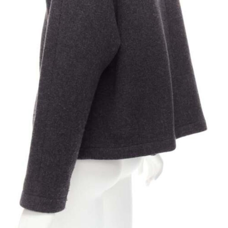 MARNI Graue Trapezjacke aus Wollmischung und Leder mit doppeltem Reißverschlussgriff IT38 XS im Angebot 3