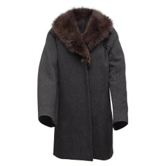 Marni Grey Wool Fur-Trimmed Coat