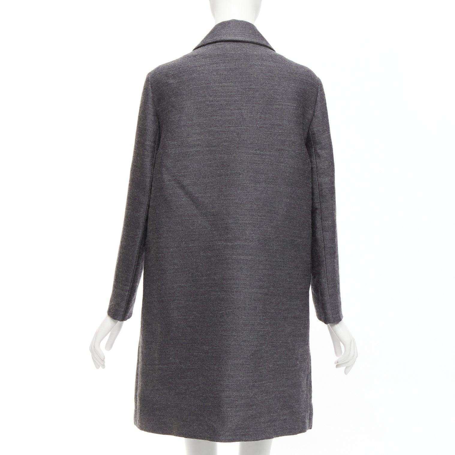 MARNI grey wool geometric beads embellishment trapeze coat IT38 XS For Sale 2