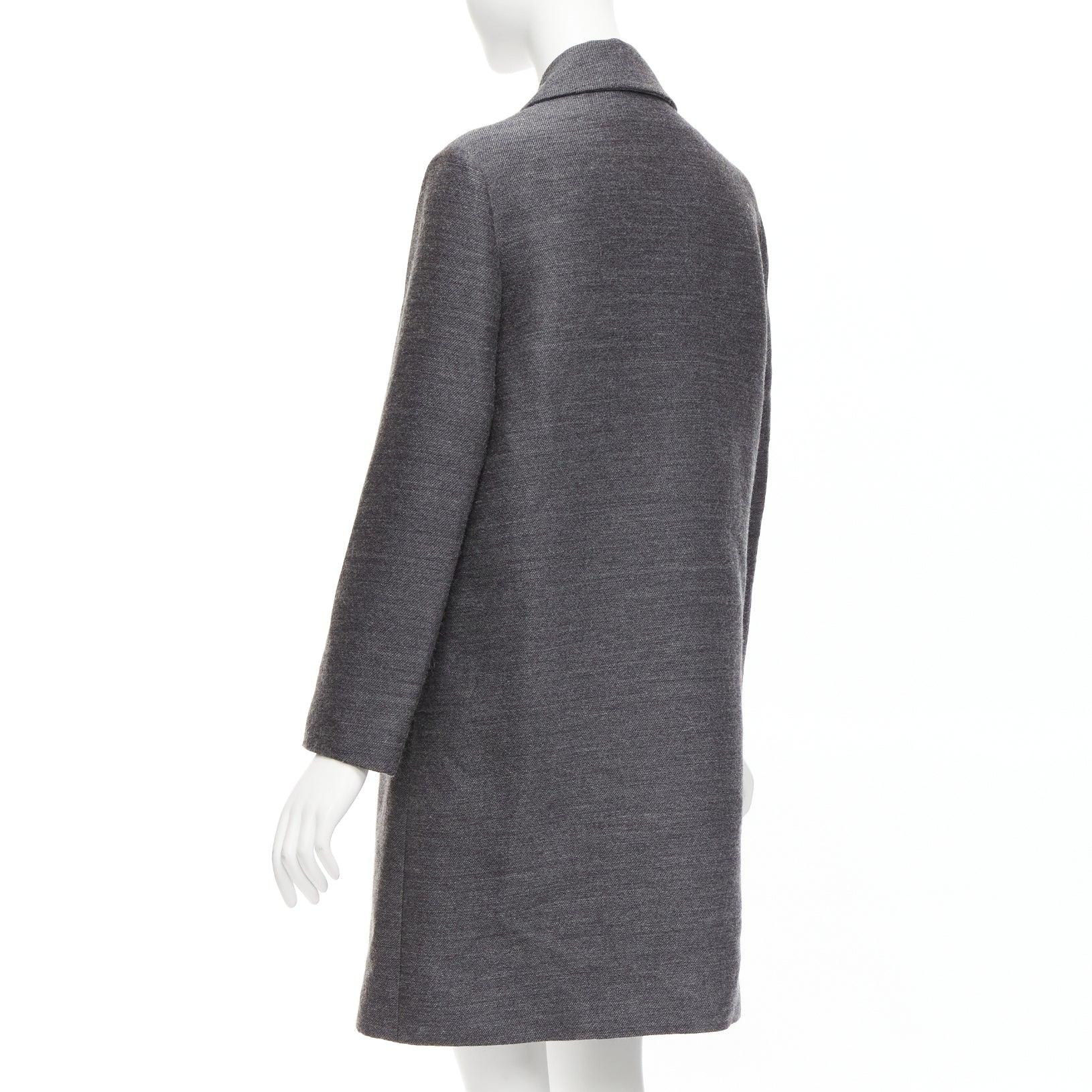 MARNI grey wool geometric beads embellishment trapeze coat IT38 XS For Sale 3
