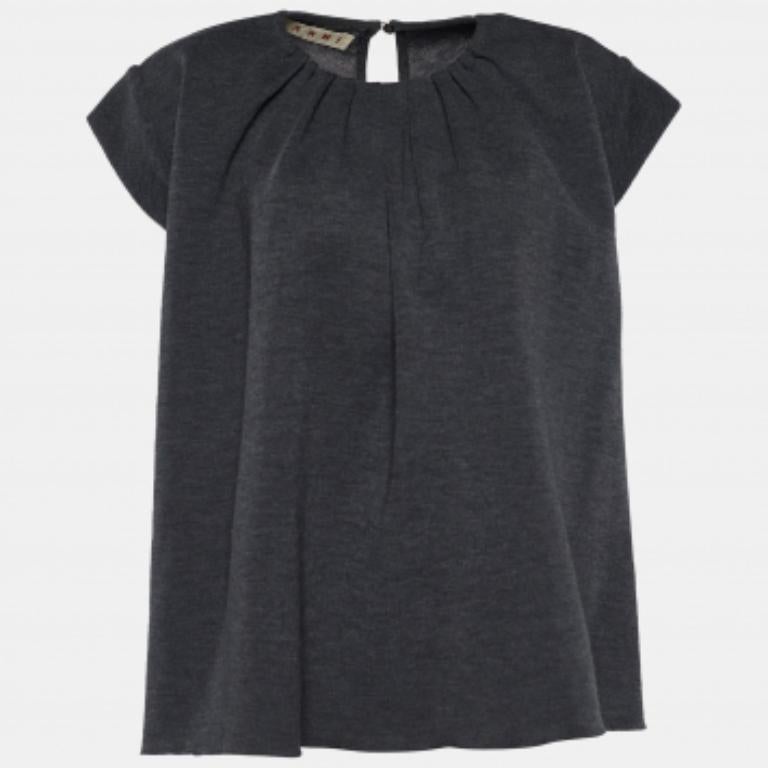 Marni Top acampanado de punto de lana gris con detalle de lazo en la espalda M en venta 2