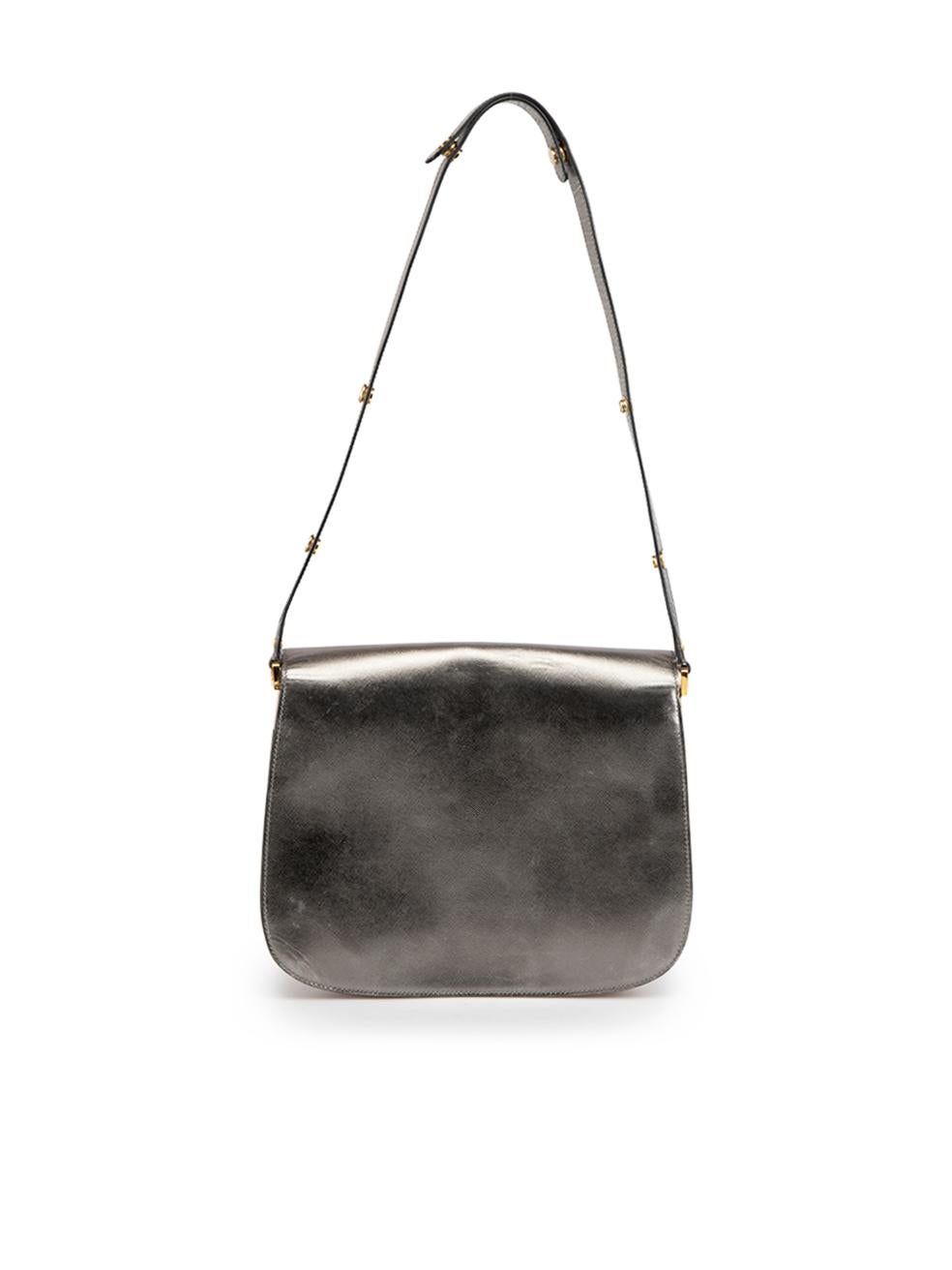 Gray Marni Gunmetal Leather Crescent Shoulder Bag