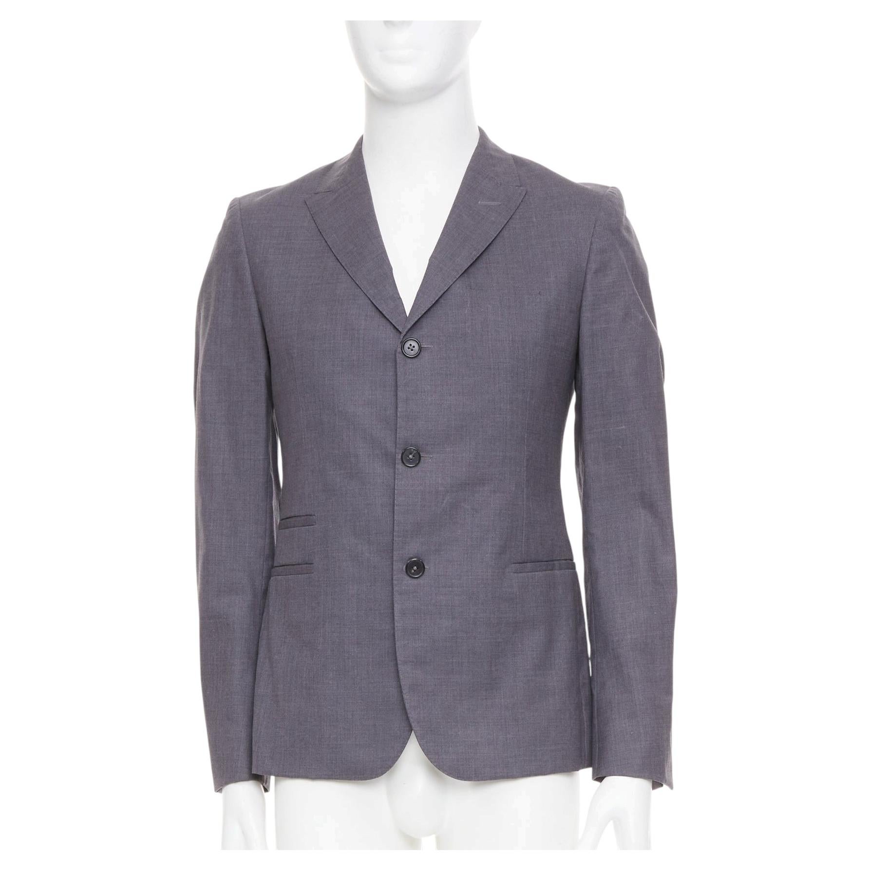 Pre-owned Marni High Break Notch Lapel Wool Three Button Tailored Blazer Jacket Eu46 In Gray