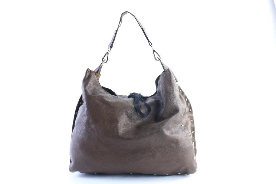Marni Hobo 2011 Limited Studded 7mr0628 Brown Leather Shoulder Bag For Sale 2