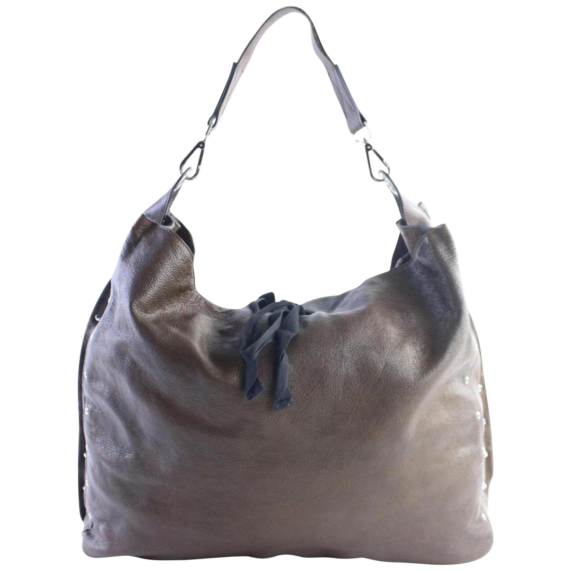 Marni Hobo 2011 Limited Studded 7mr0628 Brown Leather Shoulder Bag For Sale