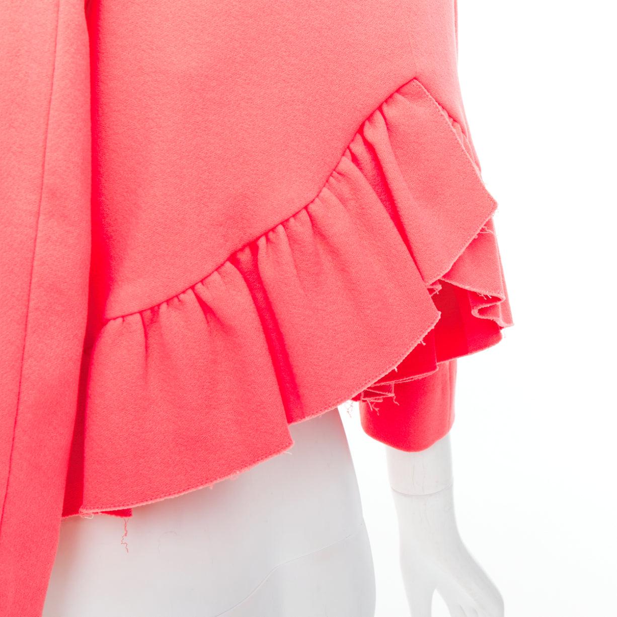 MARNI hot pink cotton blend ruffle hem zip front cropped jacket IT38 XS For Sale 3