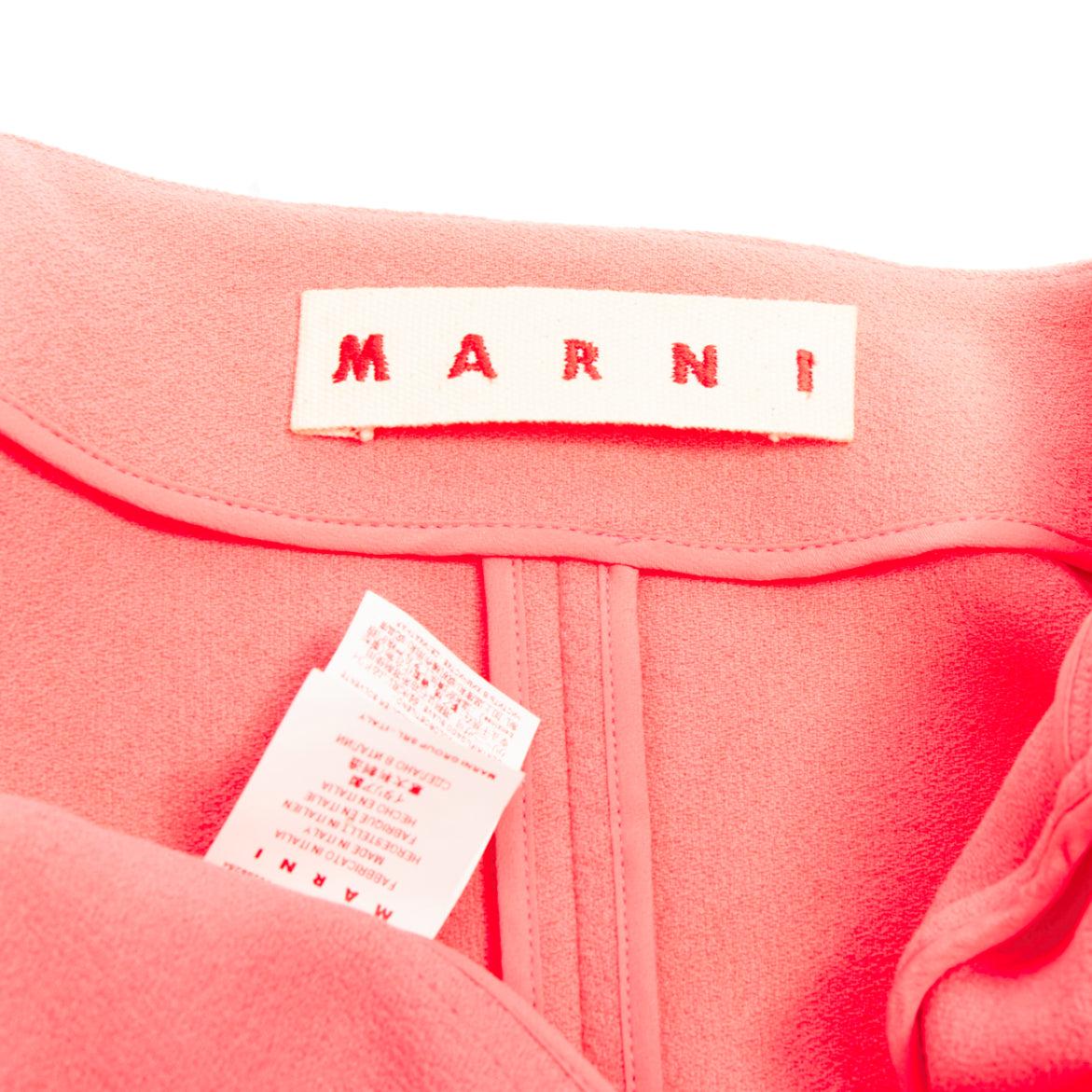 MARNI hot pink cotton blend ruffle hem zip front cropped jacket IT38 XS For Sale 4