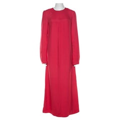 Marni Hot Pink Paneled Button Detail Long Sleeve Maxi Dress S