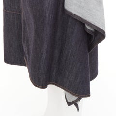 MARNI indigo blue cotton cashmere denim drape asymmetric hem midi skirt IT38 XS