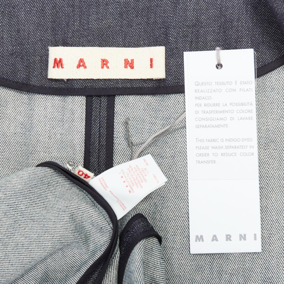 MARNI indigo blue denim zip front dolman sleeve midi dress IT40 S For Sale 5