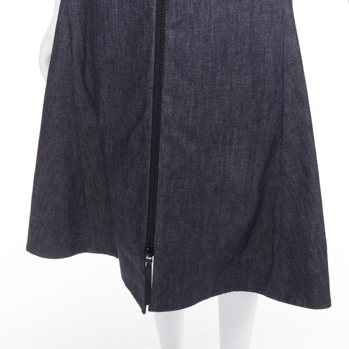 MARNI indigo blue denim zip front dolman sleeve midi dress IT40 S For Sale 4