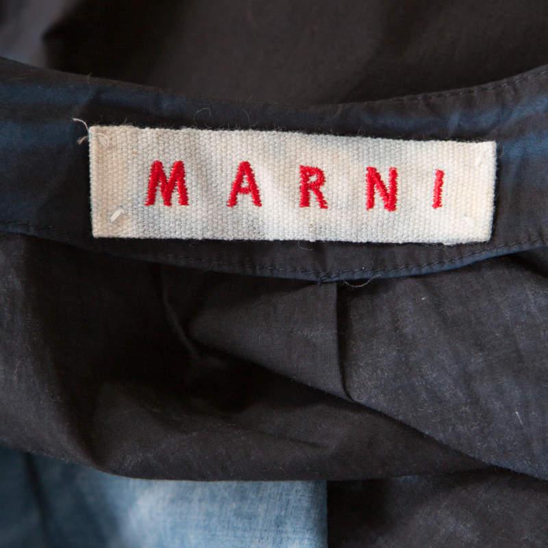 Marni Indigo Printed Cotton Skirt S For Sale 2