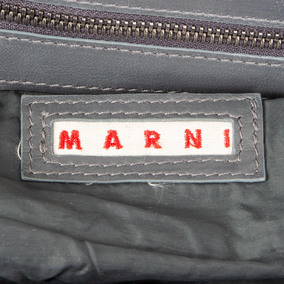 Gray MARNI iron grey leather FRAME Handbag Bag For Sale